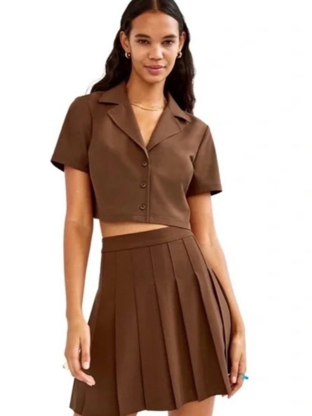 Aritzia Sunday Best Cropped Collared Button-Front Top